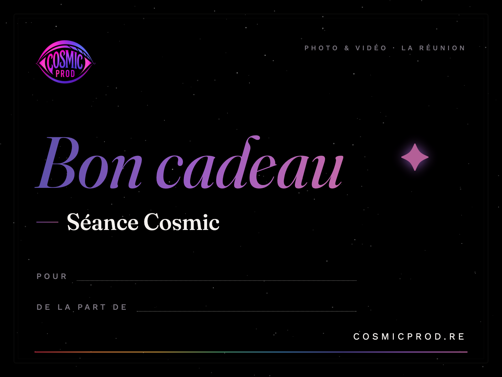 Bon cadeau Séance Cosmic – Cosmic Prod