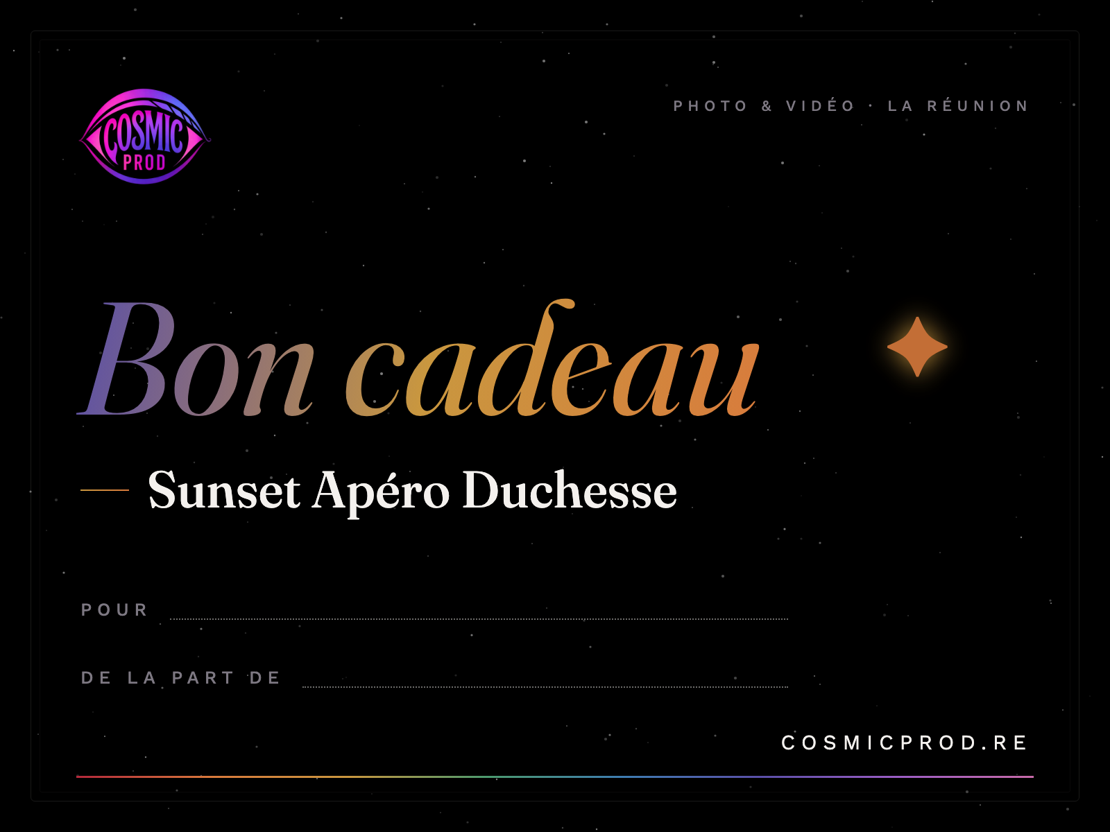 Bon cadeau Sunset Apéro Duchesse – Cosmic Prod